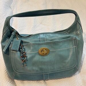 Vintage large Blue leather Coach ergo hobo shoulder bag